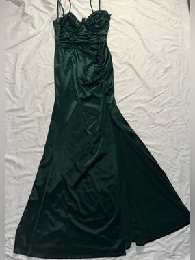 Windsor Deep Green Satin Slip with Adjustable Straps